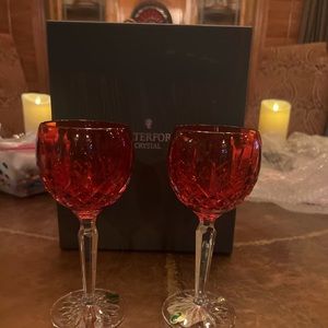 Beautiful crystal wine glasses new in box with tags and stickers